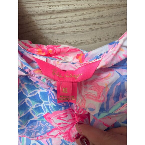 Lilly Pulitzer Zeldie One-Shoulder Ruffle Top Womens XL X-Large Off-The-Shoulder - Picture 3 of 4